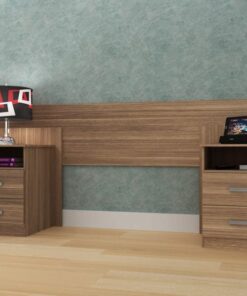 Cabeceira de Casal com Mesa de Apoio 2 Gavetas- Evidência