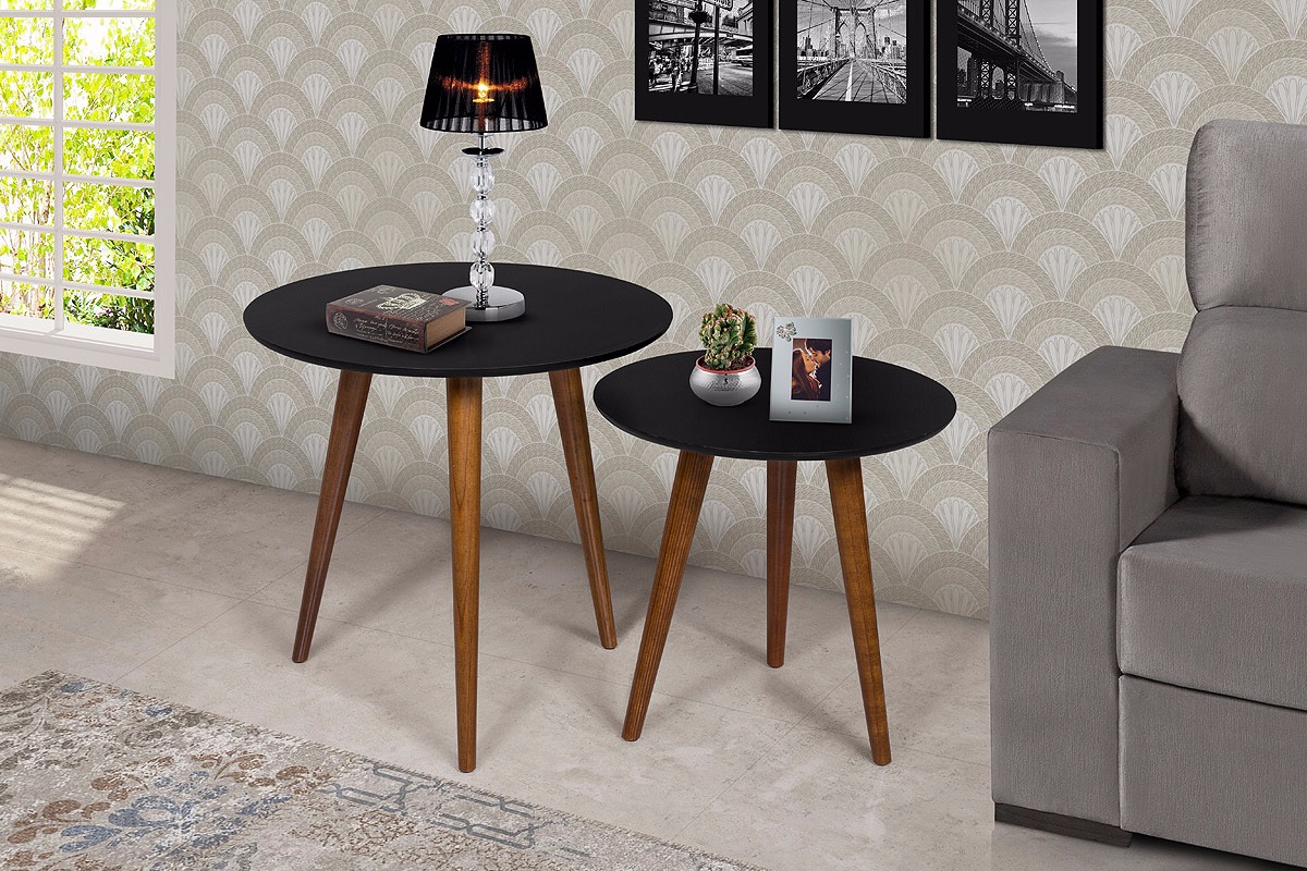 Conjunto De Mesa Lateral e Apoio Retrô Decore DTH - Imagem 6