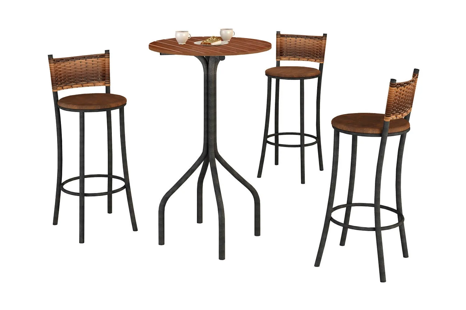 Conjunto De Mesa Bistrô Com 3 Banquetas Panamá Marrom- Móveis Teixeira - Imagem 2