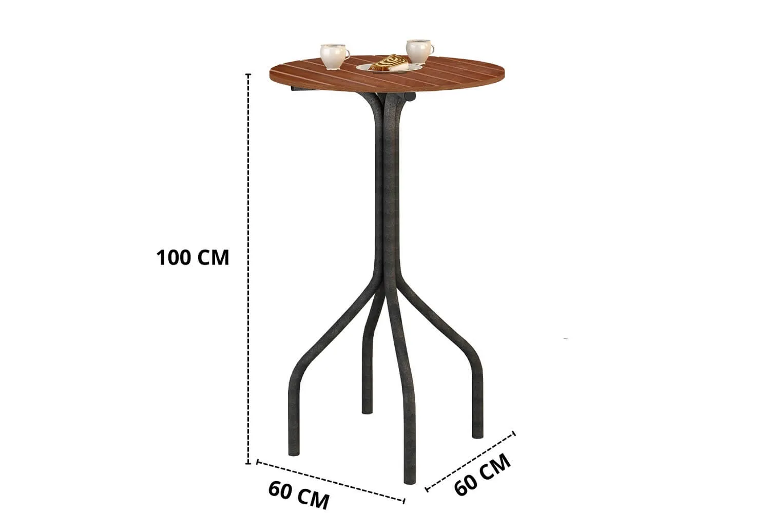 Mesa de Varanda Alta Goiás/ Holanda Tampo de Madeira 60X60 Redonda - Teixeira