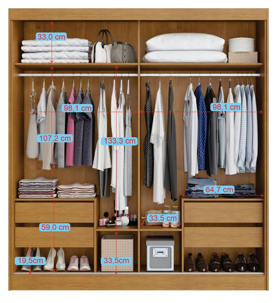 Guarda Roupa Viena Casal Com Espelho - Imagem 8