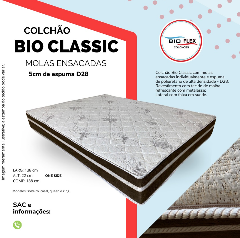 Colchão BioClassic Casal com Molas Ensacadas 22x188x138 - Imagem 2