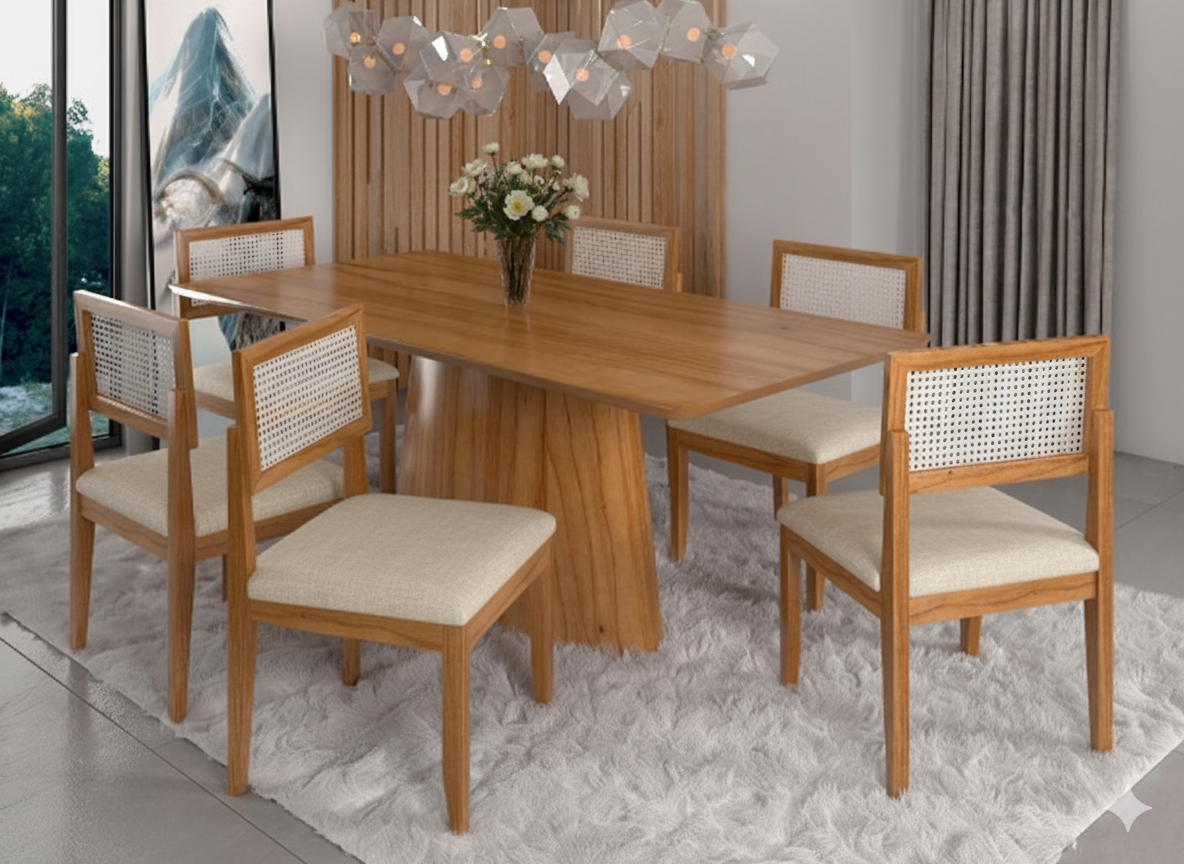 Mesa Barcelona com 6 Cadeiras Santorini