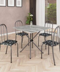 MESA TUBULAR 70X70 | PRATA | CAD CINZA FLORAL